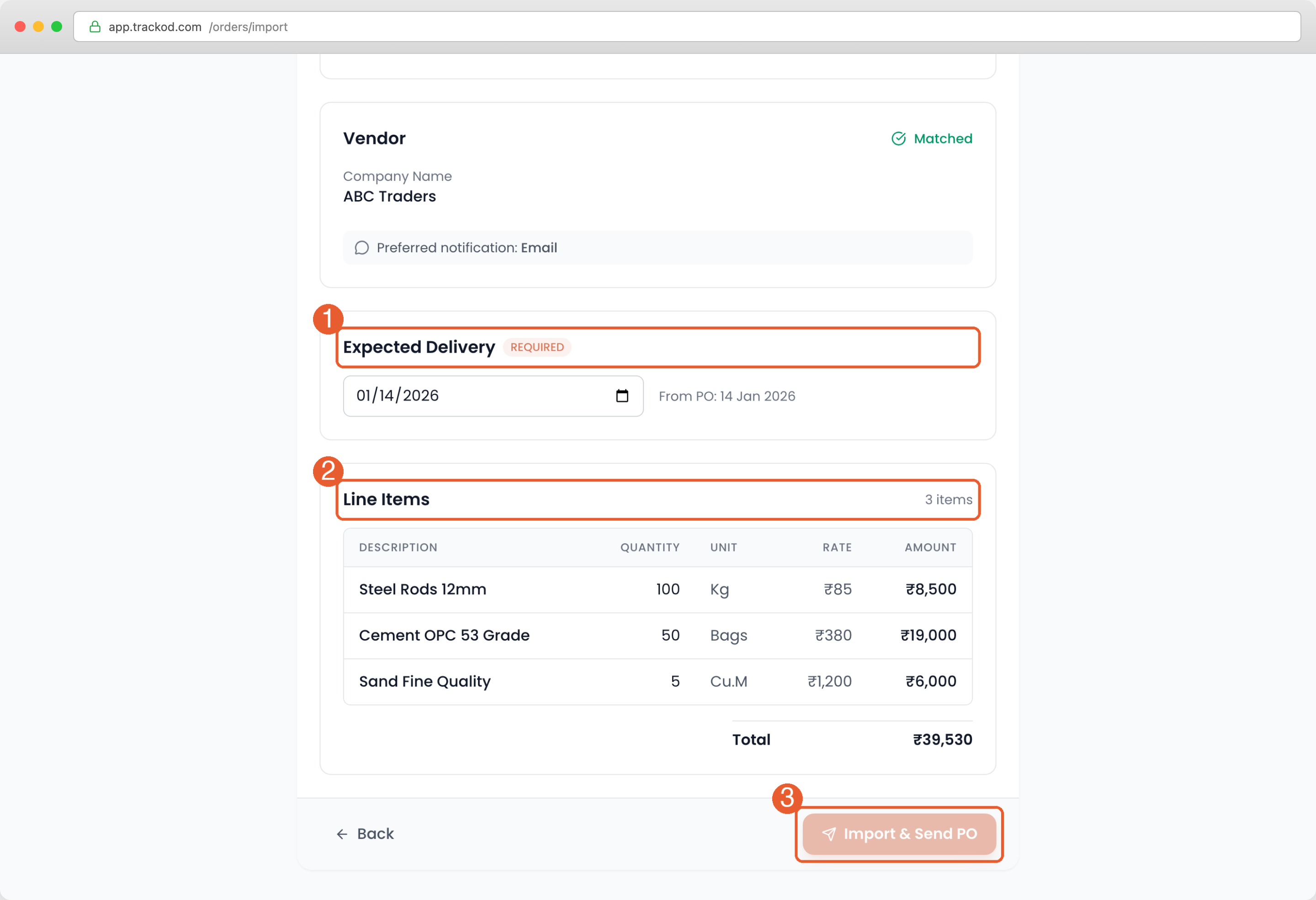 Expected Delivery Date Section