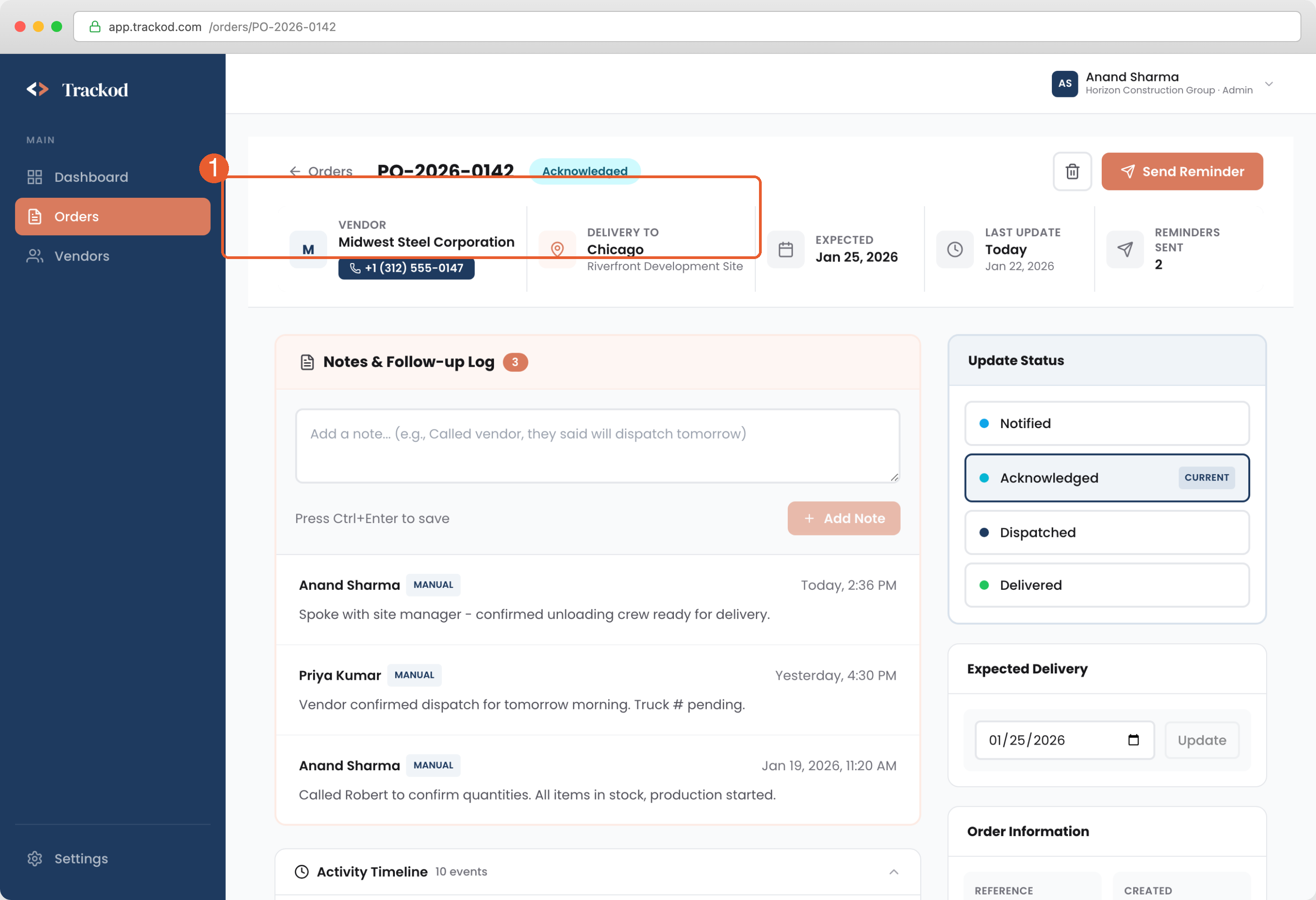 Delivery & Contact Section